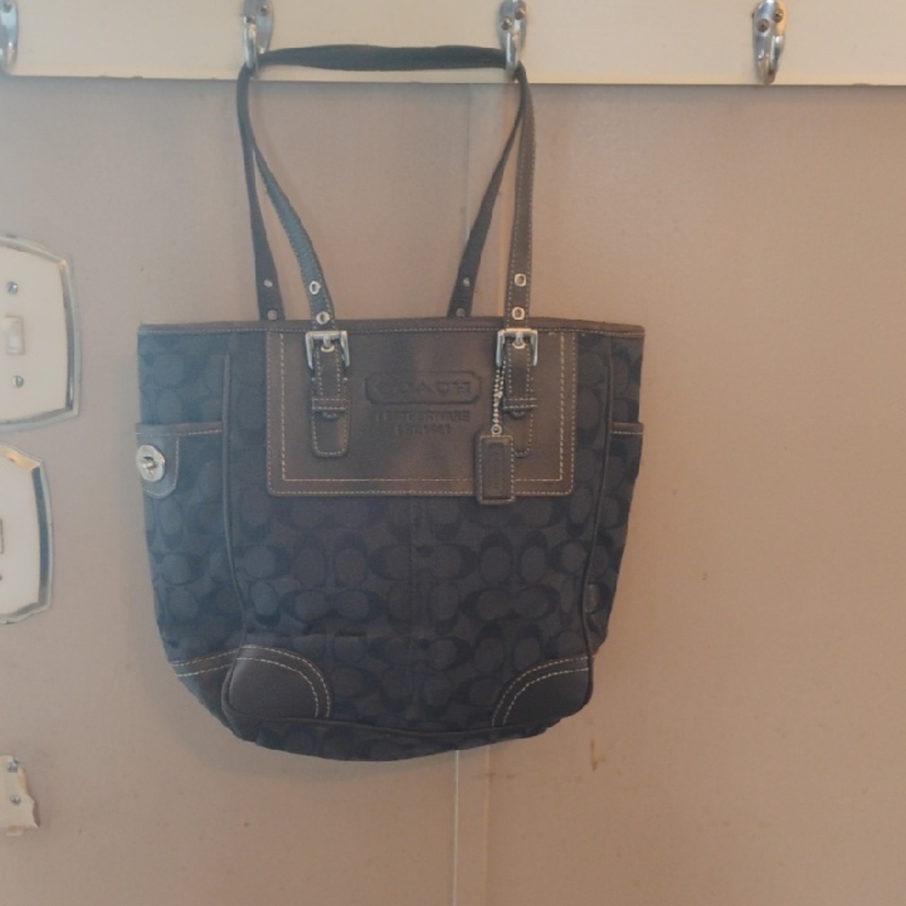 Coach Dark Brown Signature Tote
